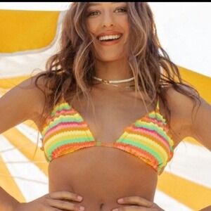 L*Space‎ Maggie Bikini Top in Under the Sun, Triangle Style Fit, Size: X-Small